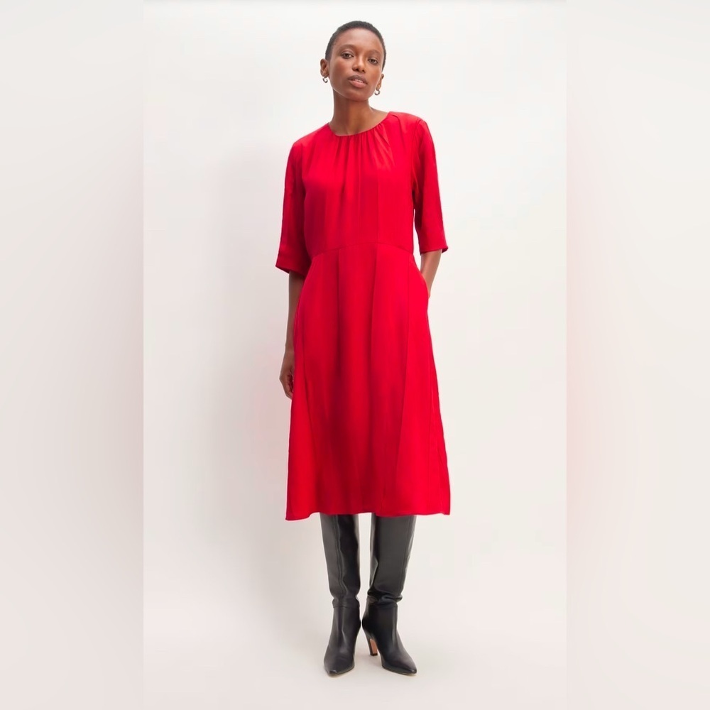 NWT Everlane‎ The City Stripe Ruched Dress, Size 14